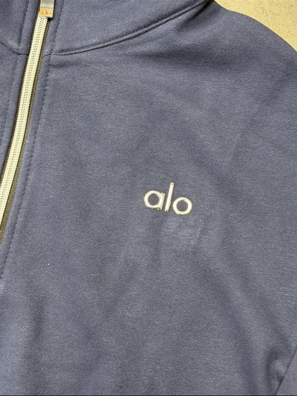 ALO Yoga Men’s Navy Half-Zip Pullover Sweatshirt - Picture 2 of 3